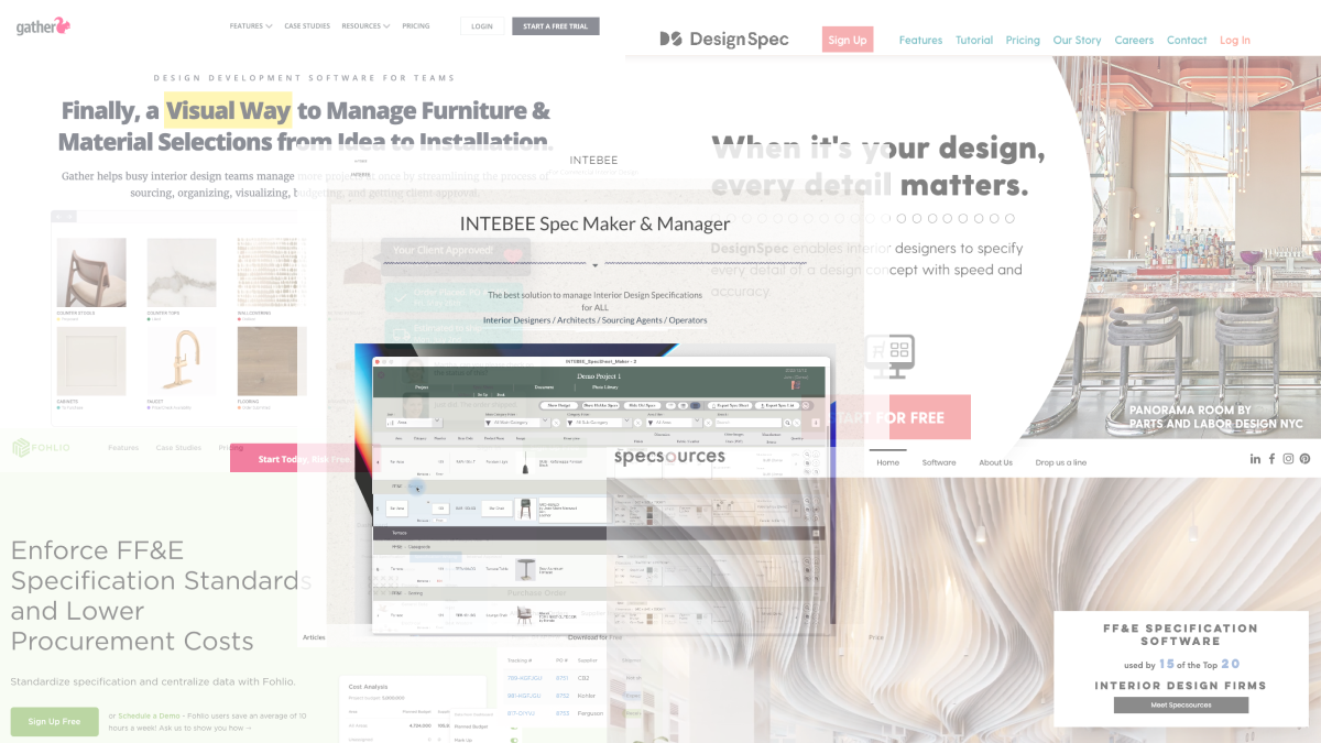 5 tools (software) to make Interior Design Product Specifications / Spec Sheets